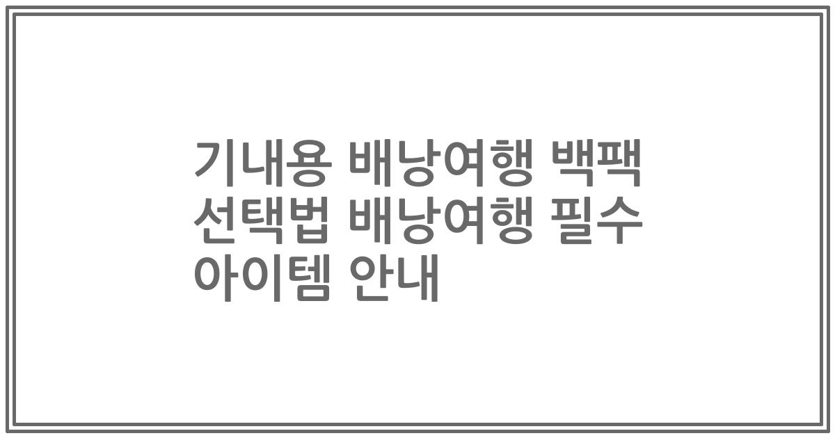기내용 배낭여행 백팩 선택법 배낭여행 필수 아이템 안내