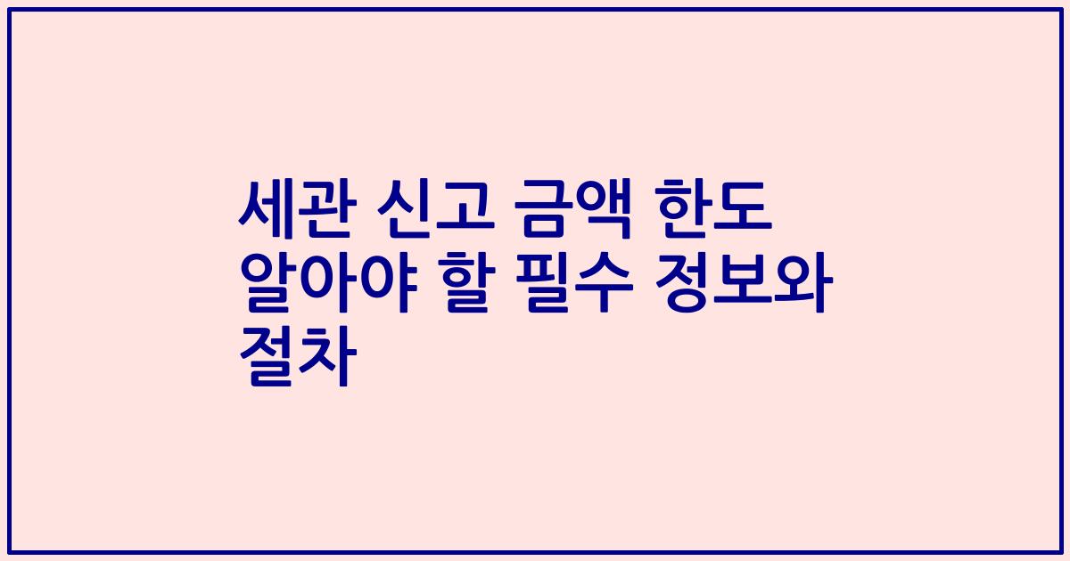 세관 신고 금액 한도 알아야 할 필수 정보와 절차