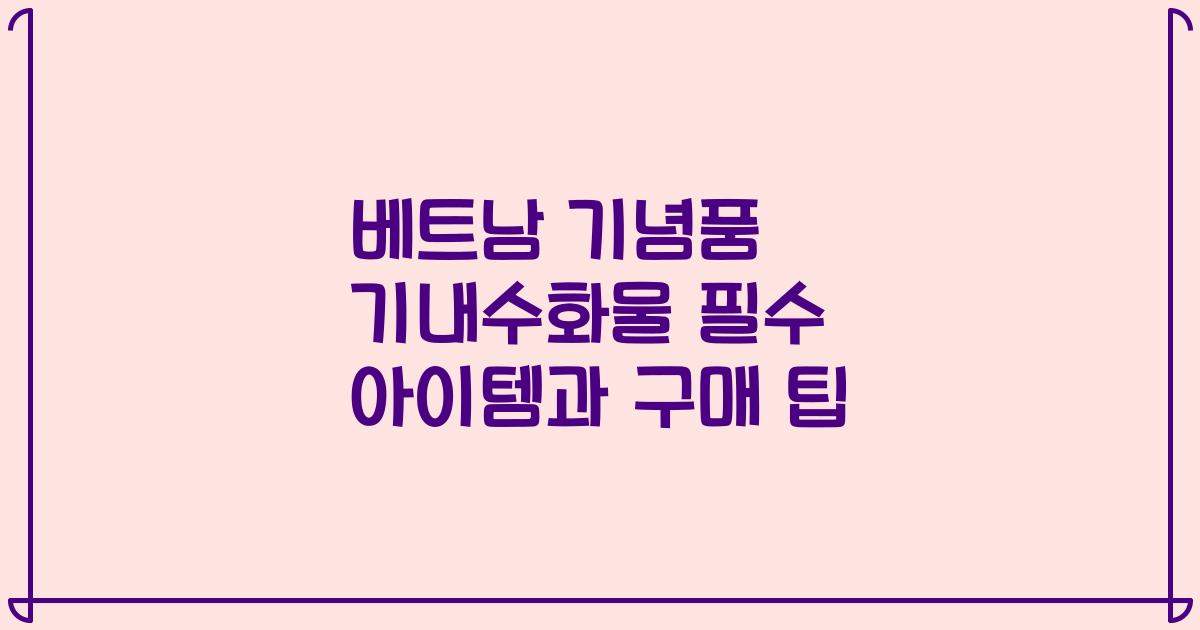 베트남 기념품 기내수화물 필수 아이템과 구매 팁