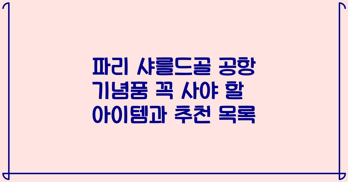 파리 샤를드골 공항 기념품 꼭 사야 할 아이템과 추천 목록